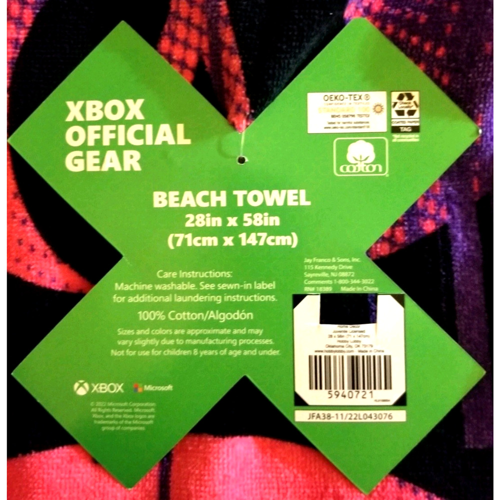 Xbox Official Gamers Beach Pool Bath Towel 28" x 58" Swimming New - Picture 5 of 12
